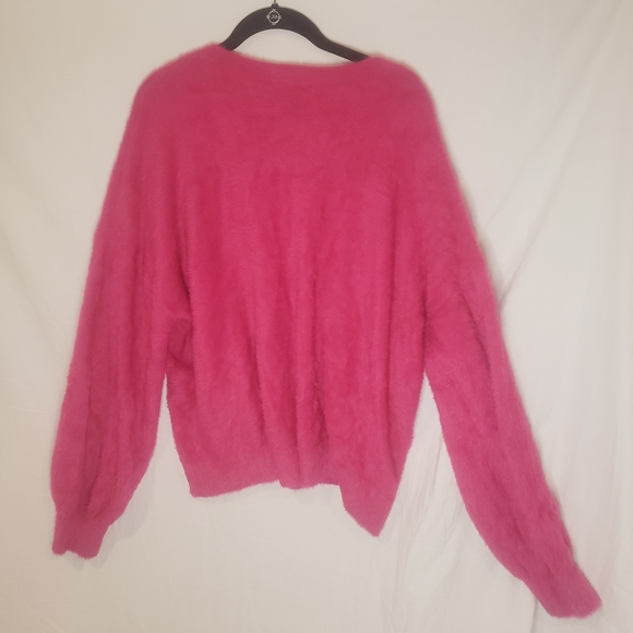 Halogen V Neck Fuzzy Sweater Pink Berry 2X - Picture 5 of 6